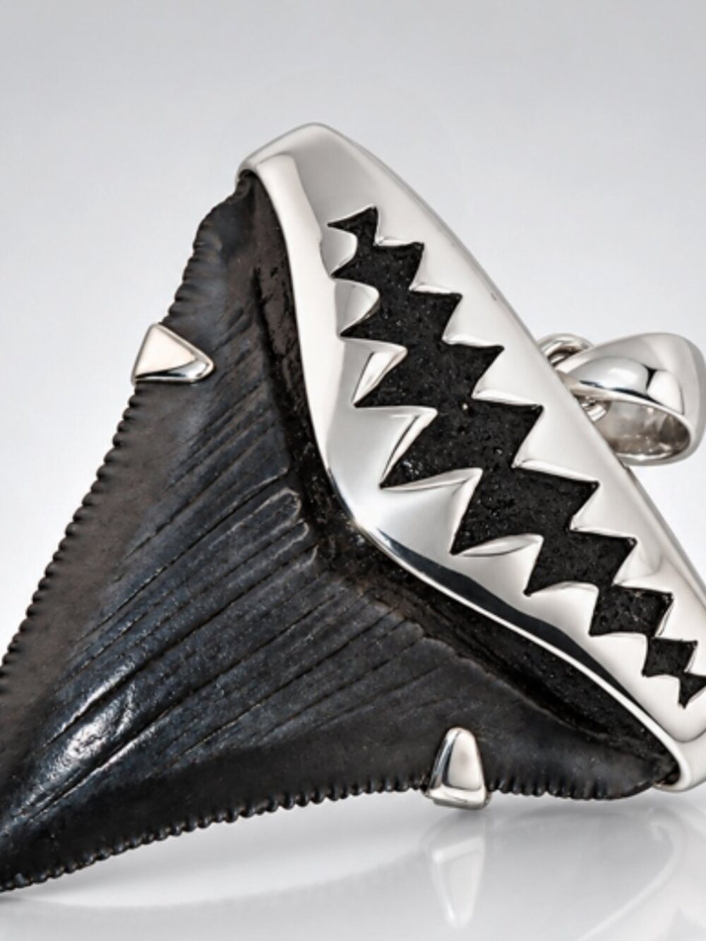 Fossil Megalodon Shark Tooth Pendant – Megalodon Tooth with Sterling Silver Cap